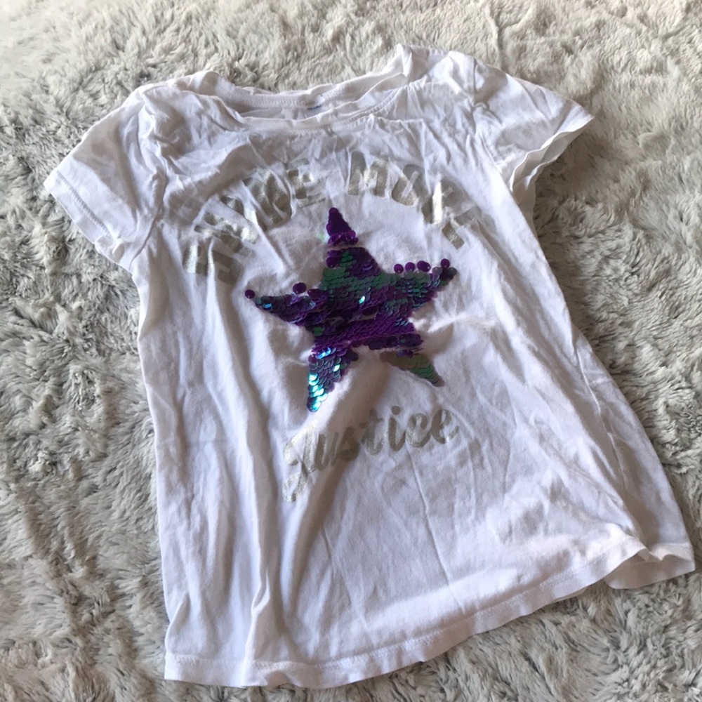 Justice white t shirt